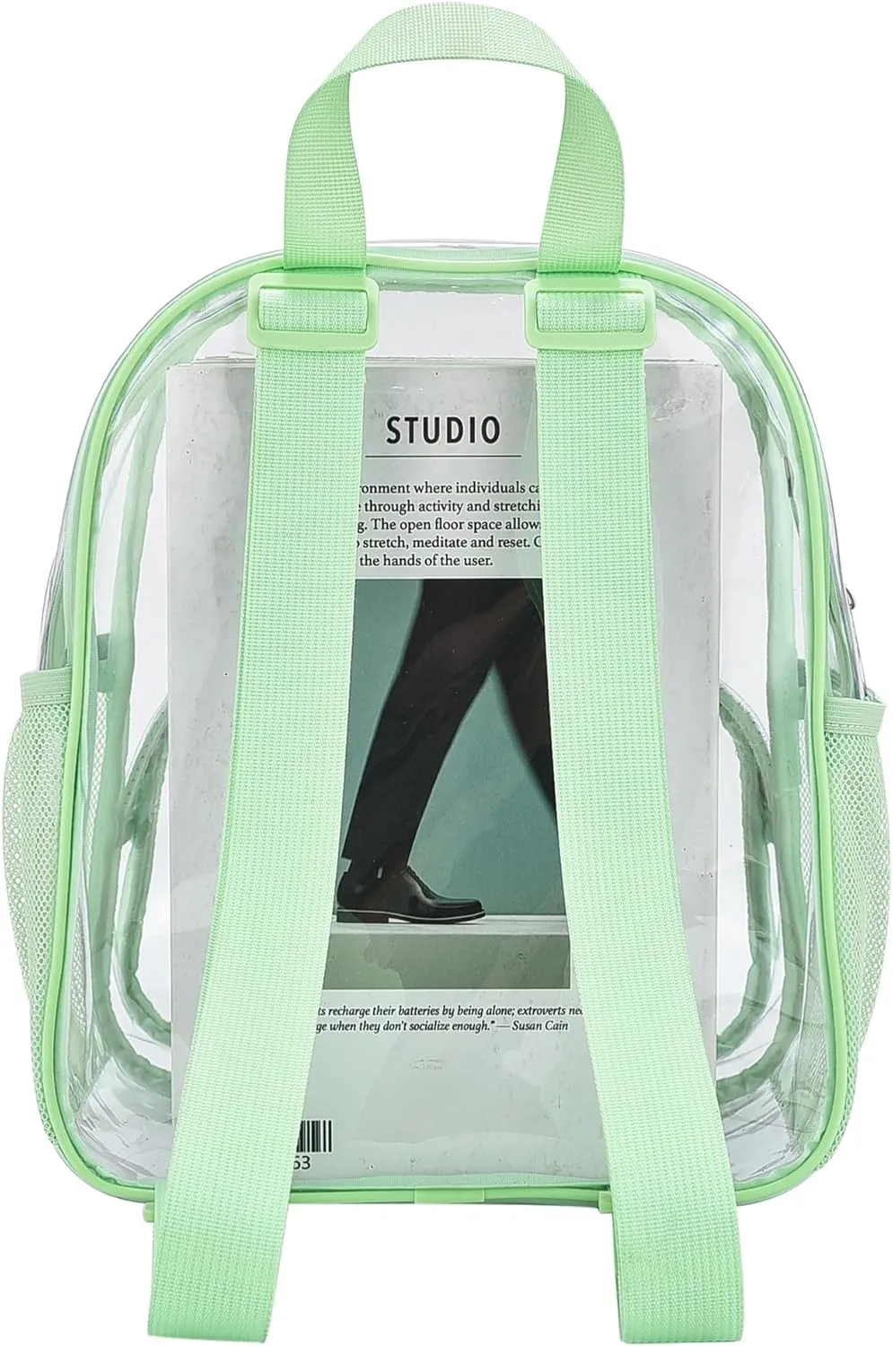 Clear Backpack for Stadium Events Clear Backpack 12x12x6 with Front Pocket for Concert Sport Fashion Women Backpack Events Work Travel(Avocado green)