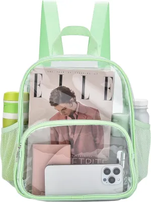Clear Backpack for Stadium Events Clear Backpack 12x12x6 with Front Pocket for Concert Sport Fashion Women Backpack Events Work Travel(Avocado green)