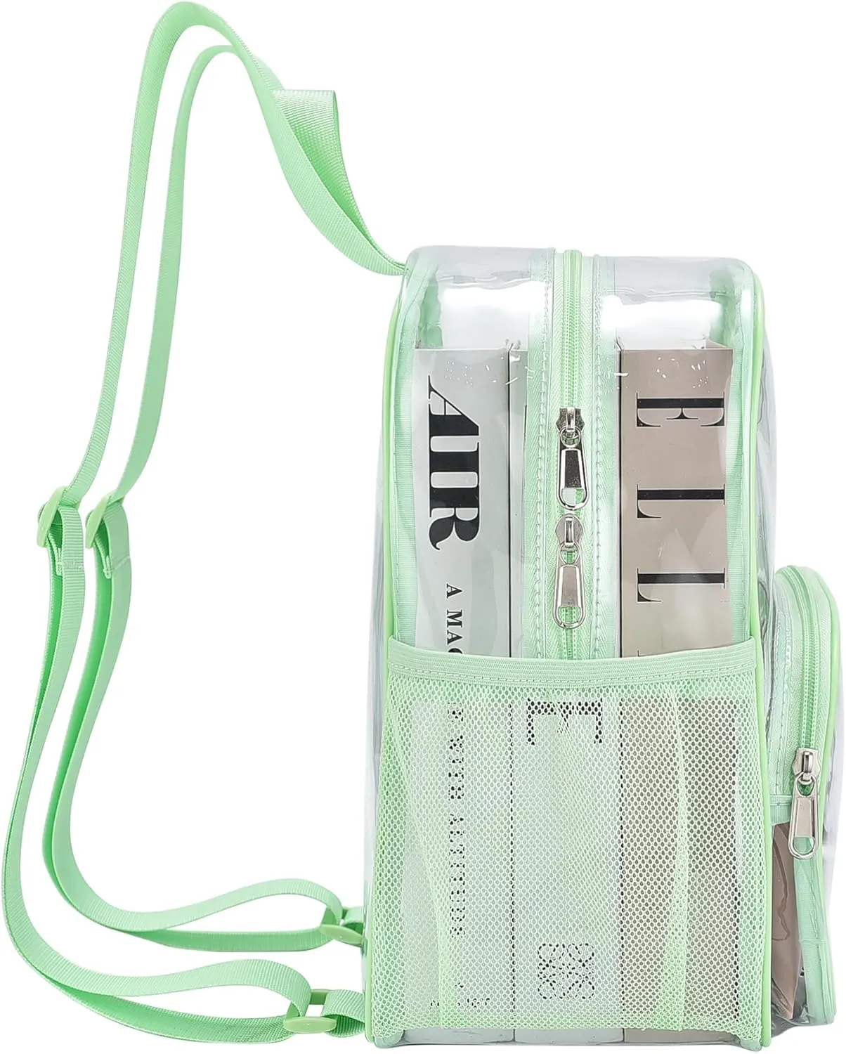 Clear Backpack for Stadium Events Clear Backpack 12x12x6 with Front Pocket for Concert Sport Fashion Women Backpack Events Work Travel(Avocado green)