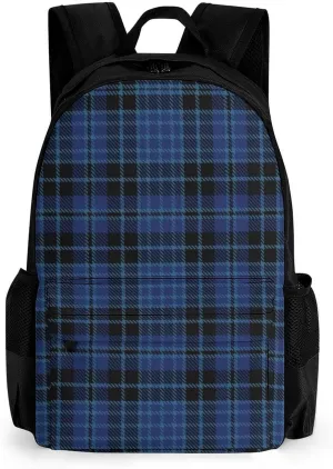 Clergy Blue Black White Large Capacity Fully Printed Backpack with Pockets Unisex