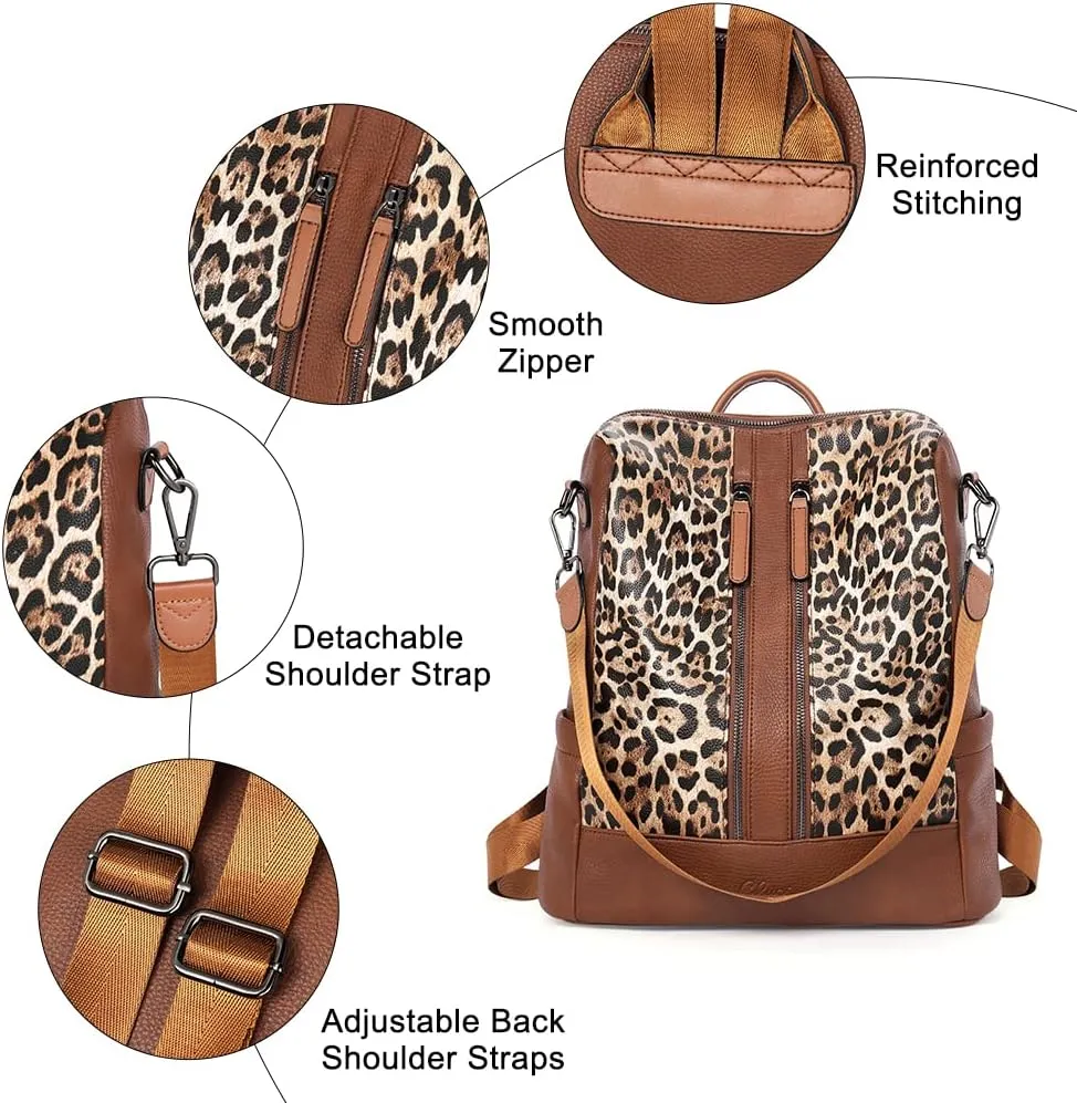 CLUCI Leather Backpack Purse for Women Convertible Large Travel Ladies Designer Fashion Casual College Shoulder Bag