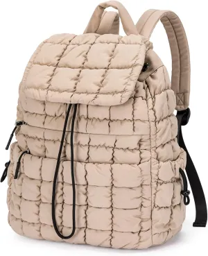 CLUCI Puffy Quilted Backpack Purse for Women, Casual Lightweight Daypack for Women Travel