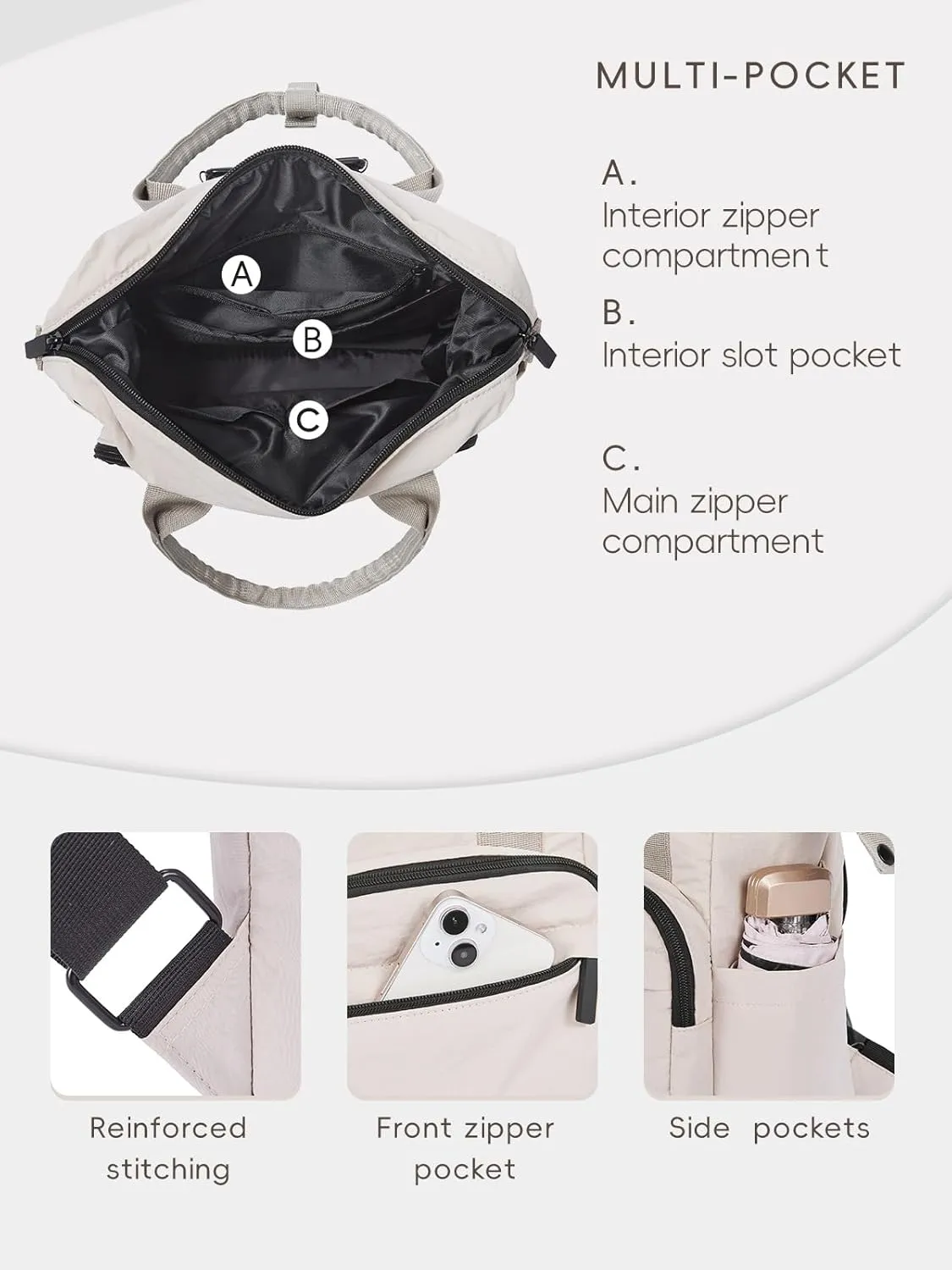 CLUCI Quilted Mini Backpack for Women, Cotton Padded Small Puffy Lightweight Waterproof Casual Travel Backpack