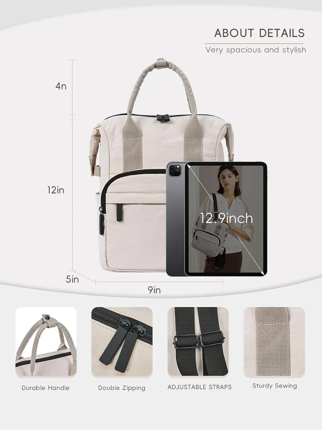 CLUCI Quilted Mini Backpack for Women, Cotton Padded Small Puffy Lightweight Waterproof Casual Travel Backpack