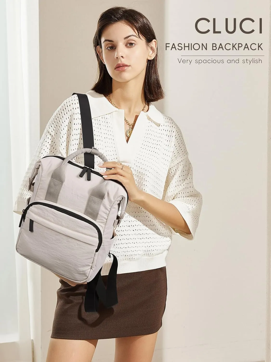 CLUCI Quilted Mini Backpack for Women, Cotton Padded Small Puffy Lightweight Waterproof Casual Travel Backpack