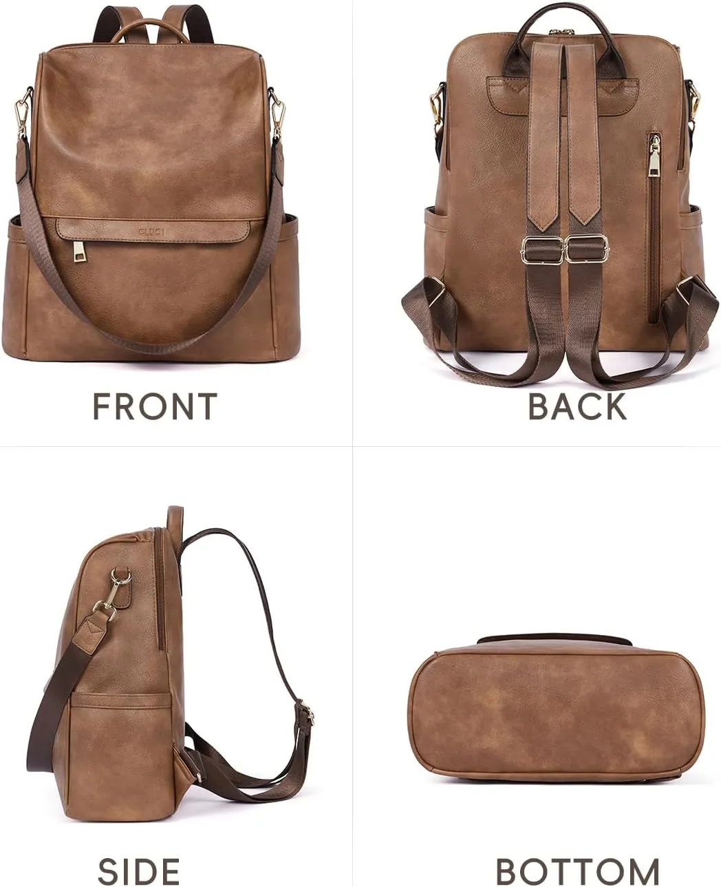 CLUCI Womens Backpack Purse Leather Anti-theft Large Fashion Designer Travel Bag Ladies Shoulder Bags