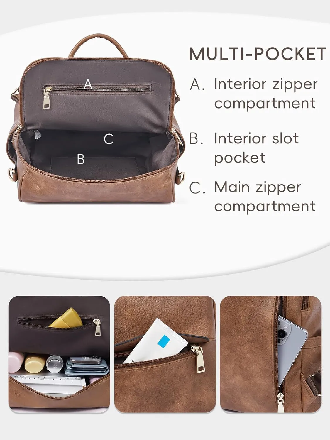 CLUCI Womens Backpack Purse Leather Anti-theft Large Fashion Designer Travel Bag Ladies Shoulder Bags