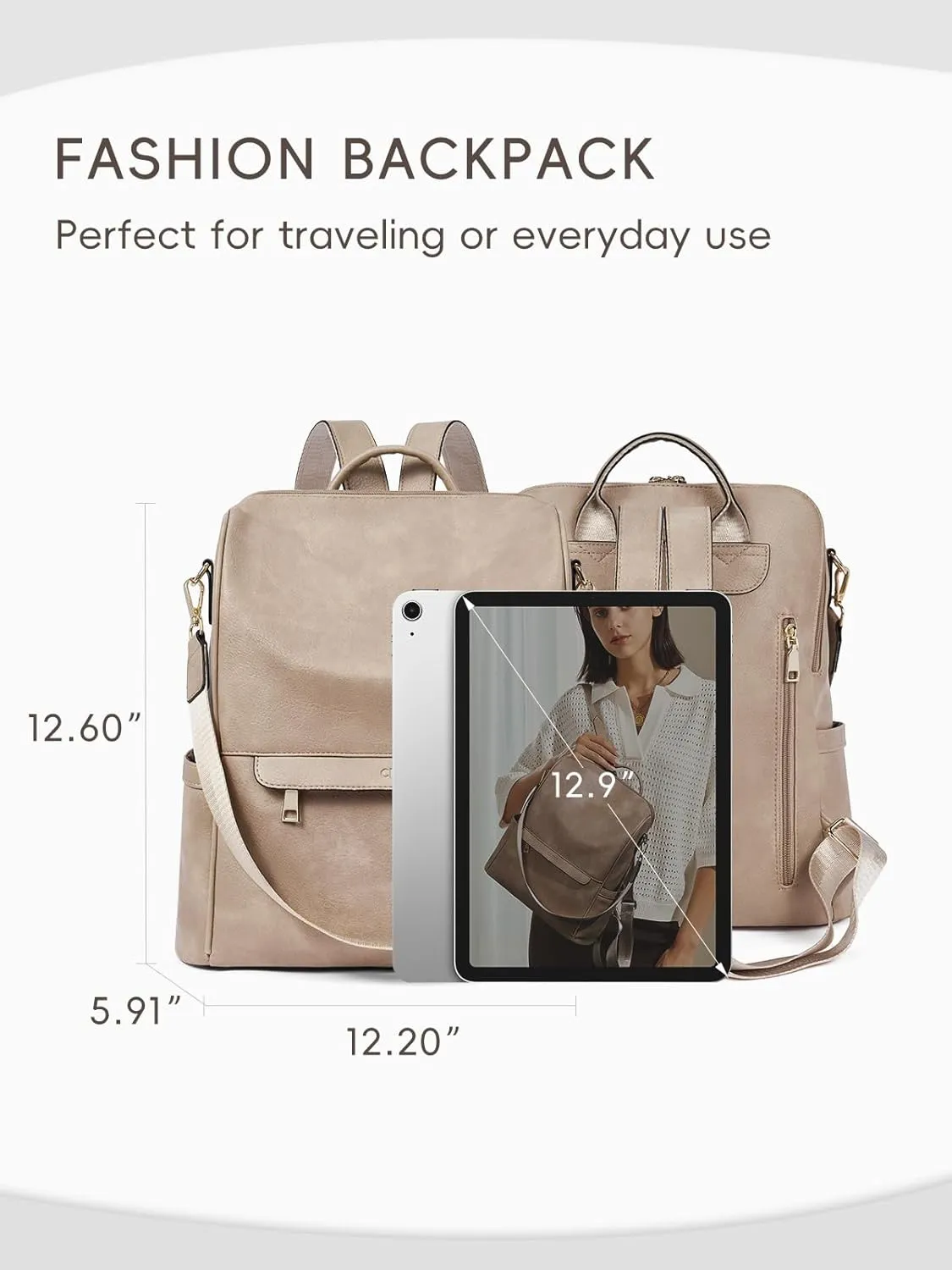 CLUCI Womens Backpack Purse Leather Anti-theft Large Fashion Designer Travel Bag Ladies Shoulder Bags