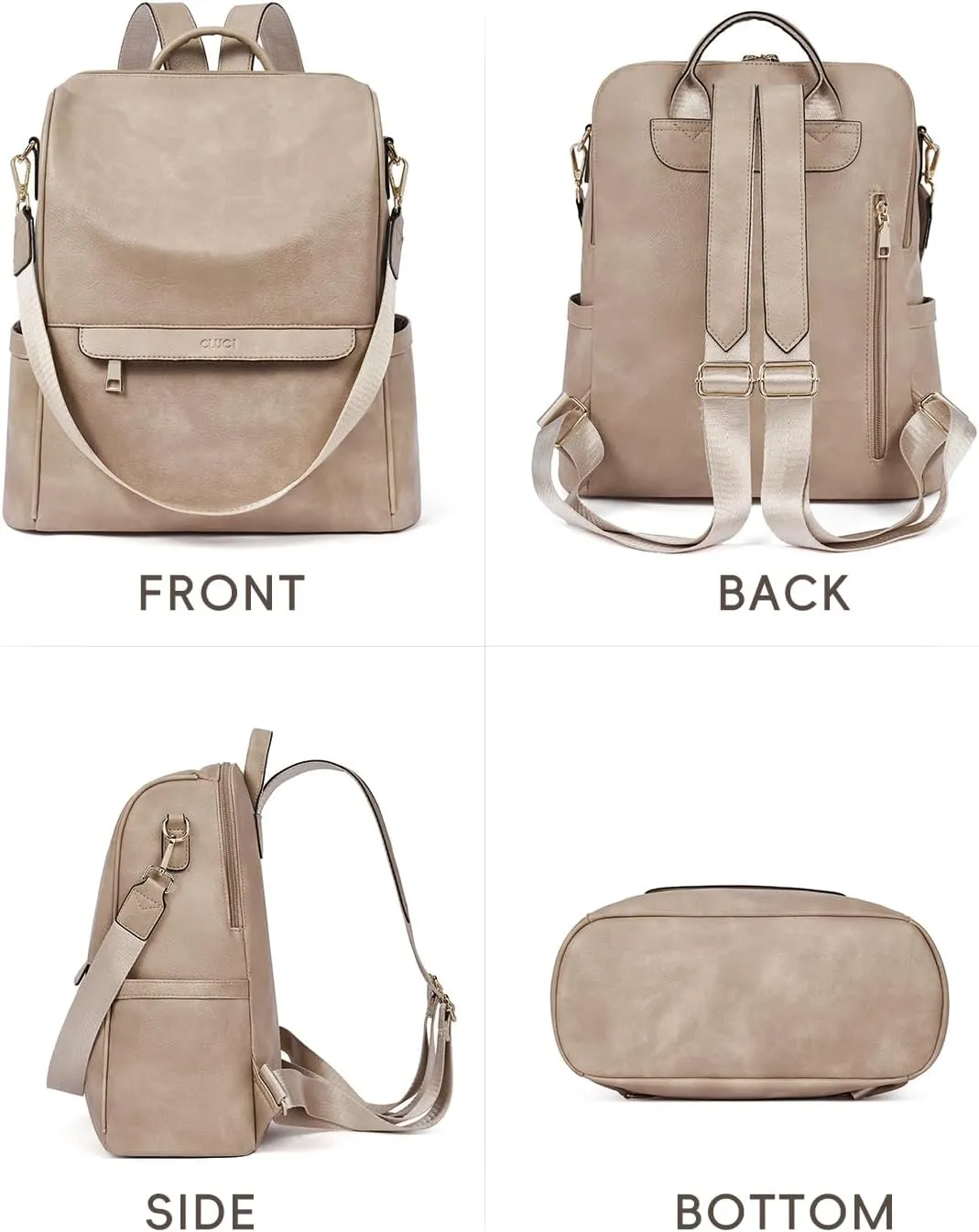 CLUCI Womens Backpack Purse Leather Anti-theft Large Fashion Designer Travel Bag Ladies Shoulder Bags