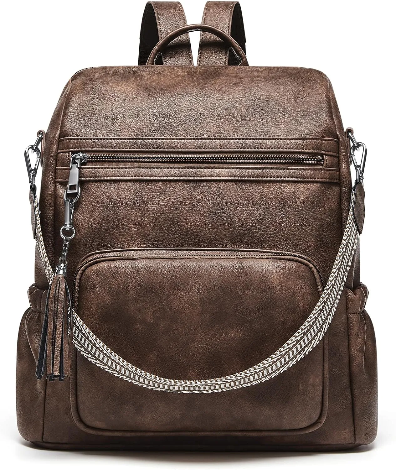 Cnoles Backpack Purse for Women Vegan Leather Ladies Large Travel Backpack Fashion Casual College Shoulder Bag Coffee