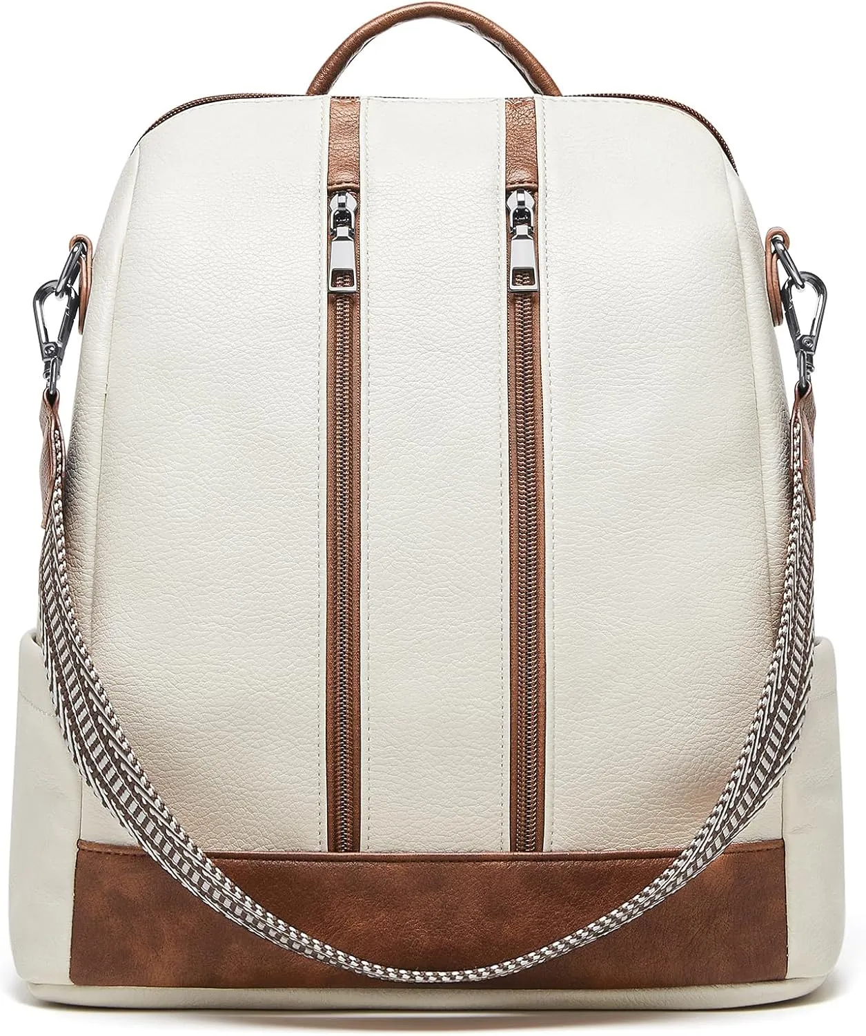 Cnoles Backpack Purse for Women Vegan Leather Ladies Large Travel Backpack Fashion Casual College Shoulder Bag White