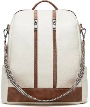 Cnoles Backpack Purse for Women Vegan Leather Ladies Large Travel Backpack Fashion Casual College Shoulder Bag White