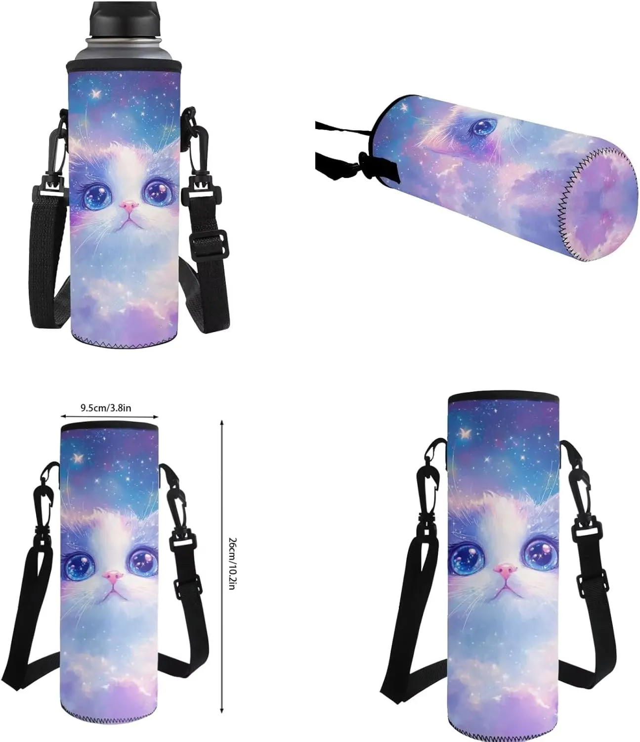 COEQINE 4 in 1 Girls Backpack and Lunch Box Set Kindergarten Little Girls 6-8Y Cute Ragdoll Cat Bookbag with Ajdustable Shoulder Strap Large Pencil Case Portable Water Bottle for Preschool Back School