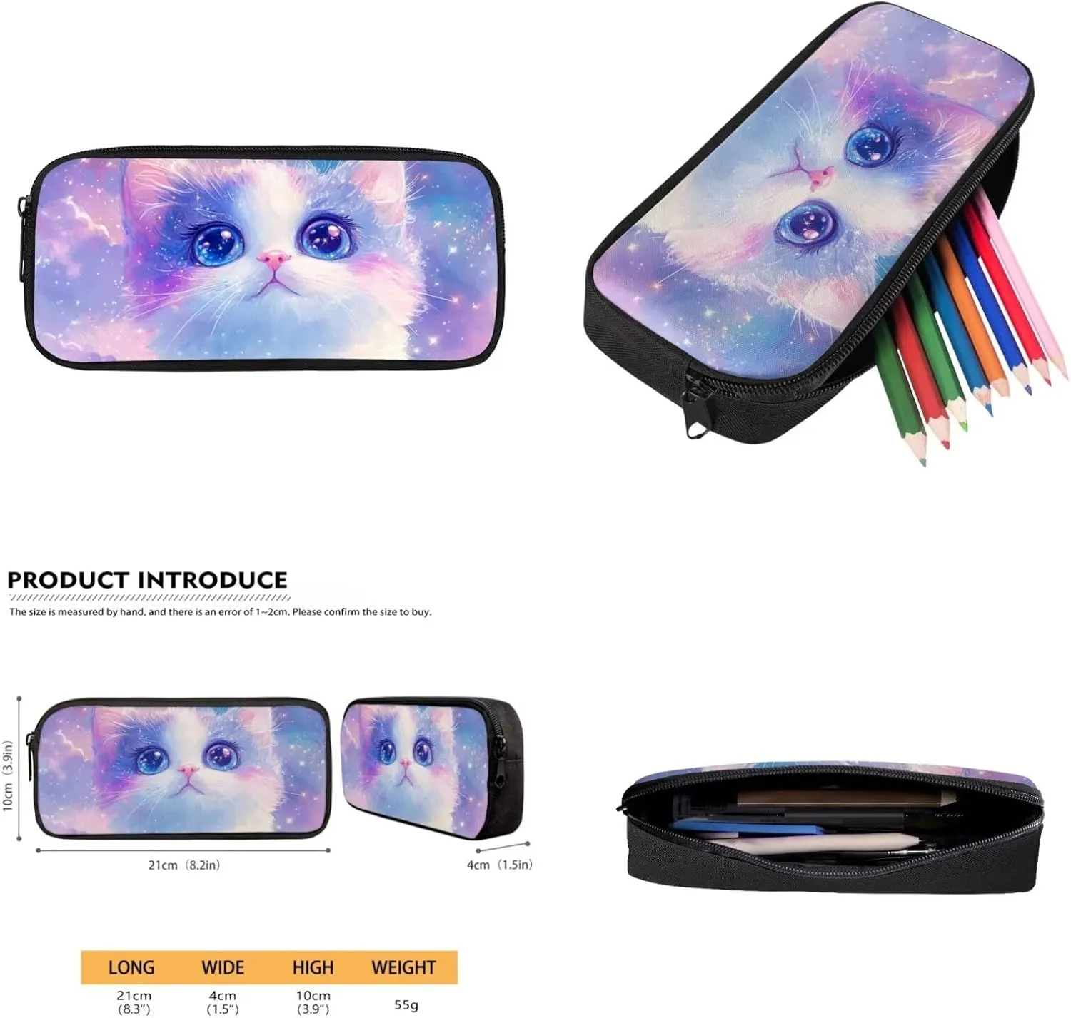 COEQINE 4 in 1 Girls Backpack and Lunch Box Set Kindergarten Little Girls 6-8Y Cute Ragdoll Cat Bookbag with Ajdustable Shoulder Strap Large Pencil Case Portable Water Bottle for Preschool Back School