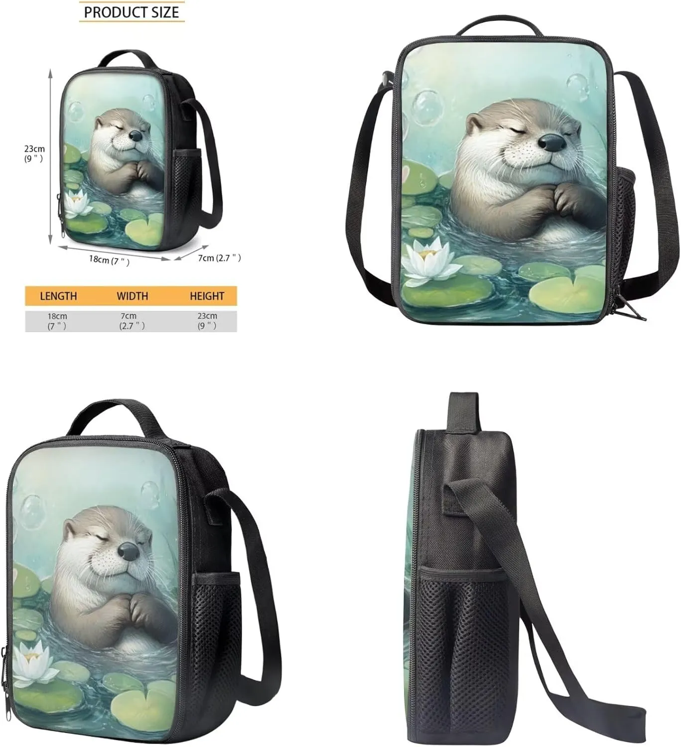 COEQINE Otter Backpack for Girls 10-12 Cute 17 Inch Bookbag 8-10 with Lunch Box Set 3Piece Large Laptop School Bags 14-16Y 6TH Grade Shoulder Bag Pencil