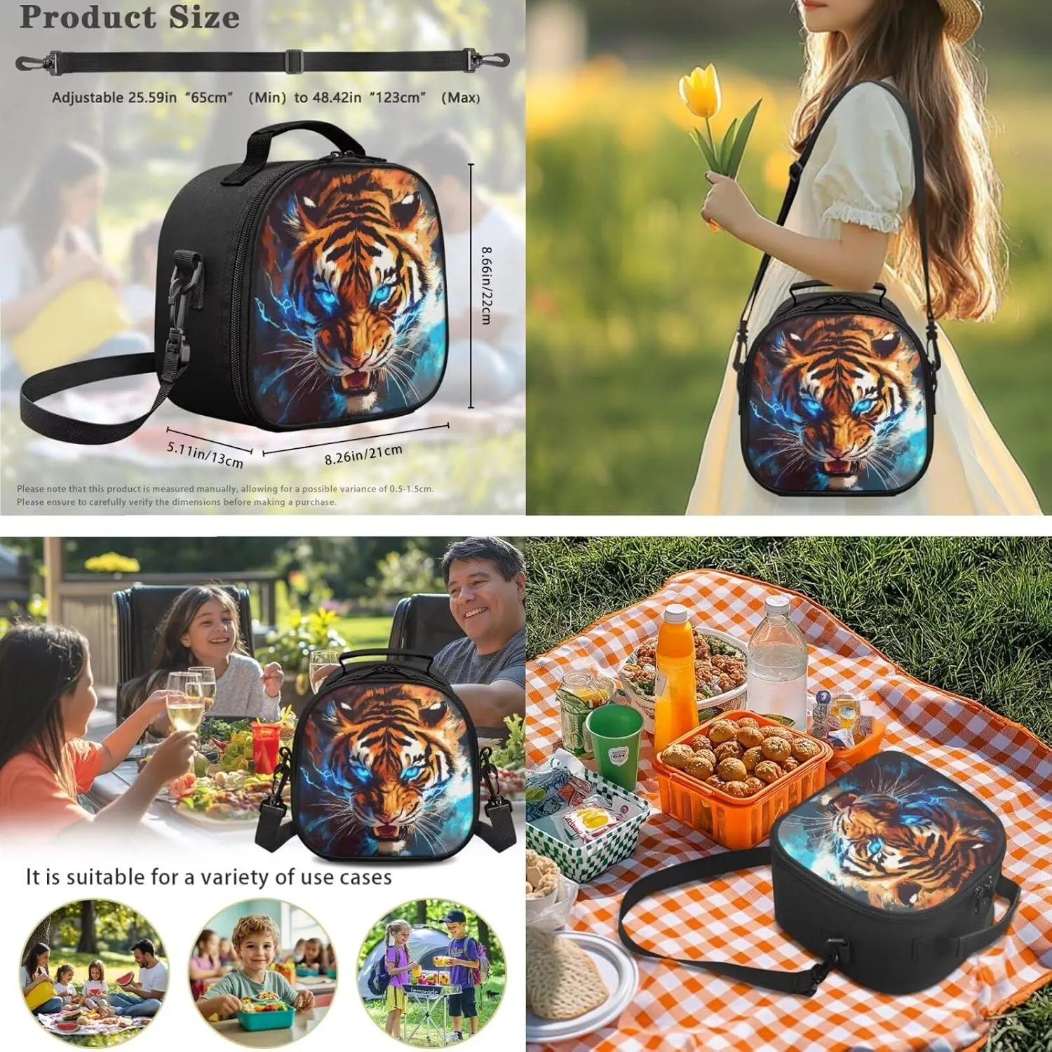 COEQINE Tiger School Backpack for Boys 6-8 Elementary School Bookbag Set for Kids Large Capacity Boys School Bags 7 Years Old 6TH Grade Book Bag Shoulder Handbag with Lunch Box Pencil Bag 3 Pack