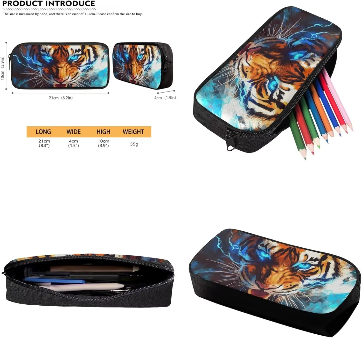 COEQINE Tiger School Backpack for Boys 6-8 Elementary School Bookbag Set for Kids Large Capacity Boys School Bags 7 Years Old 6TH Grade Book Bag Shoulder Handbag with Lunch Box Pencil Bag 3 Pack