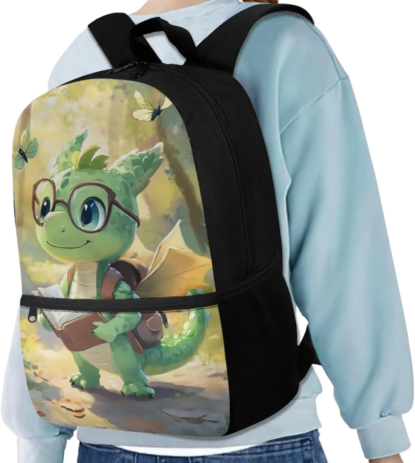 Coldinair 3D Cartoon Dinosaur Backpack School Bag Multicolor Polyester Bookbag Sets with Lunch Box Pencil Case Water Bottle Holder 17 inch Preschool Elementary Student Bookbag Mochilas Para NiñAs