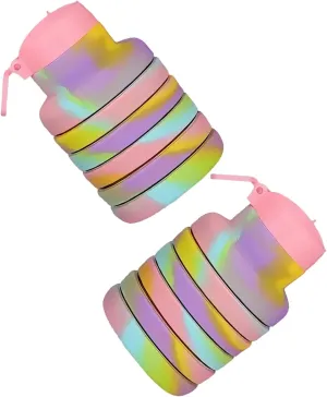 Collapsible Sports Water Bottles 500ml 16oz,Leak Proof Twist Cap BPA Free Retractable for Home Outdoor,Biking,Hiking Portable Water Bottle Cups(4)
