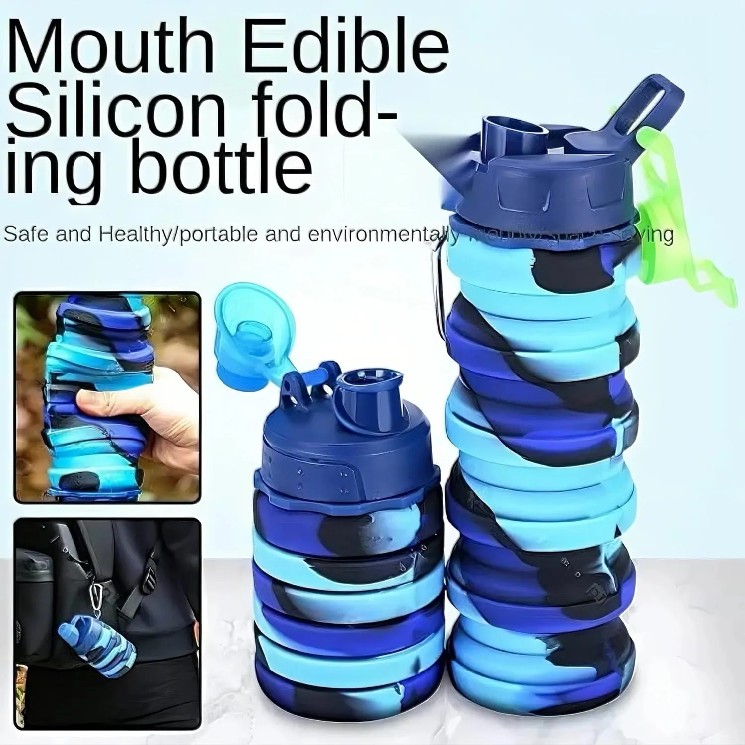Collapsible Sports Water Bottles 500ml 16oz,Leak Proof Twist Cap BPA Free Retractable for Home Outdoor,Biking,Hiking Portable Water Bottle Cups(5)