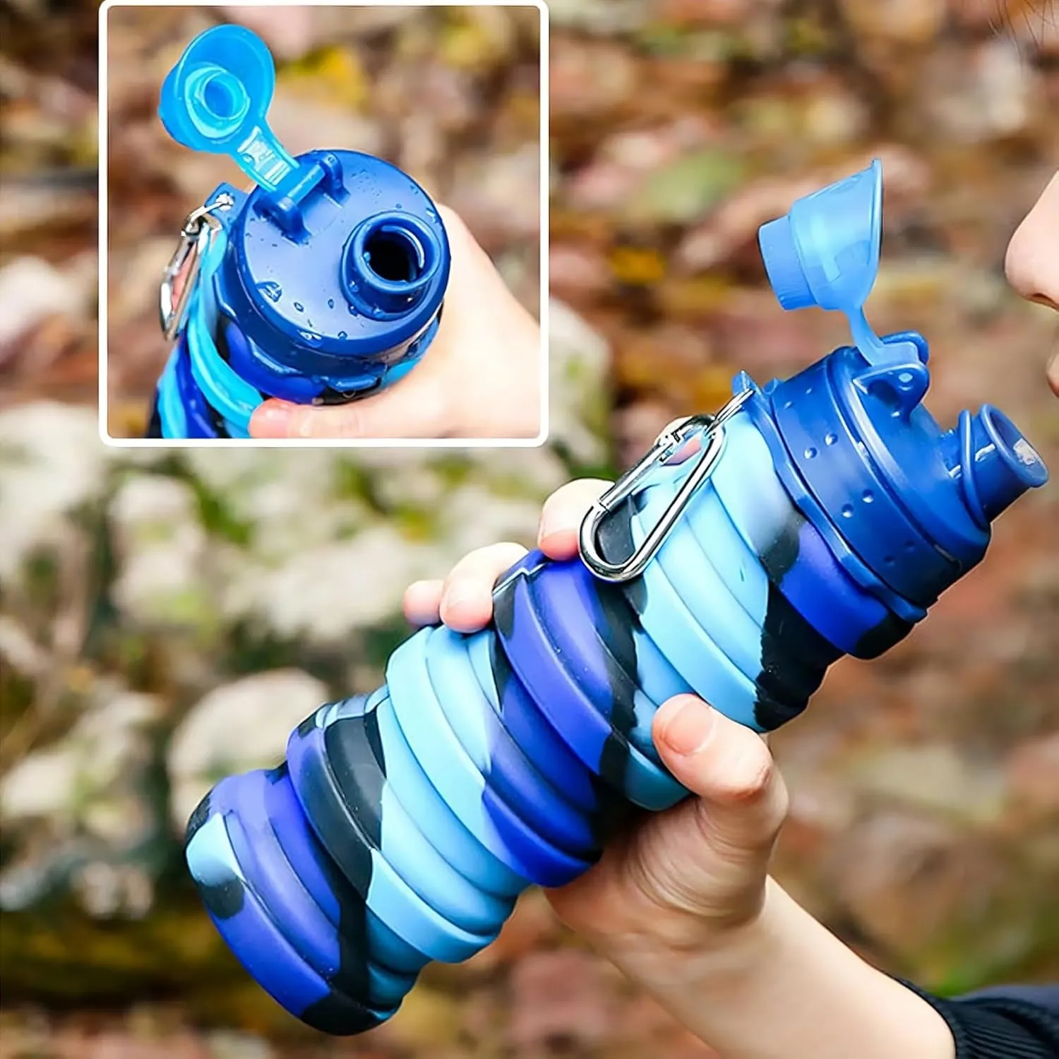 Collapsible Sports Water Bottles 500ml 16oz,Leak Proof Twist Cap BPA Free Retractable for Home Outdoor,Biking,Hiking Portable Water Bottle Cups(5)