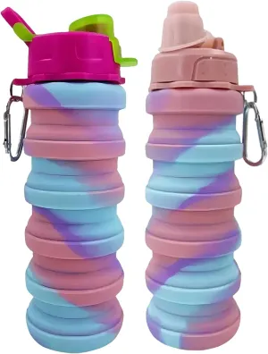Collapsible Water Bottles Travel Water Bottle Sports Portable Sport Water Bottle Reusable Water Bottles Comes with Mountaineering Buckle(Yellow)