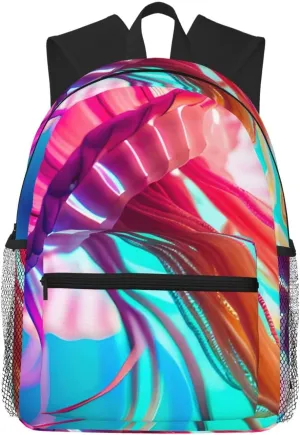 Colored jellyfish College Backpack For Women Men,Lightweight Travel Bag Backpack With Pockets