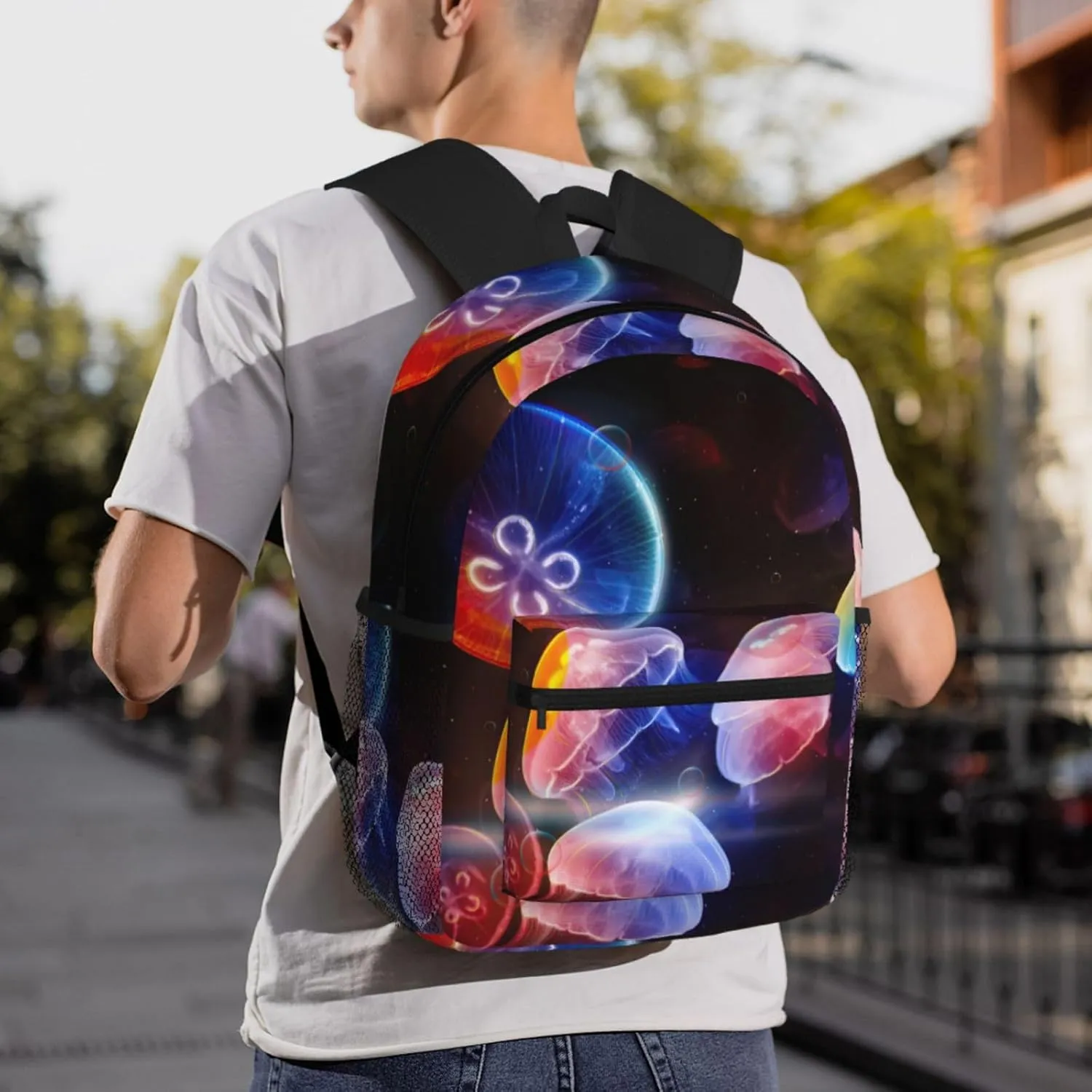 Colorful Jellyfish Print Comfortable Backpack,Your Essential Casual Travel Bag For Outdoor Adventures