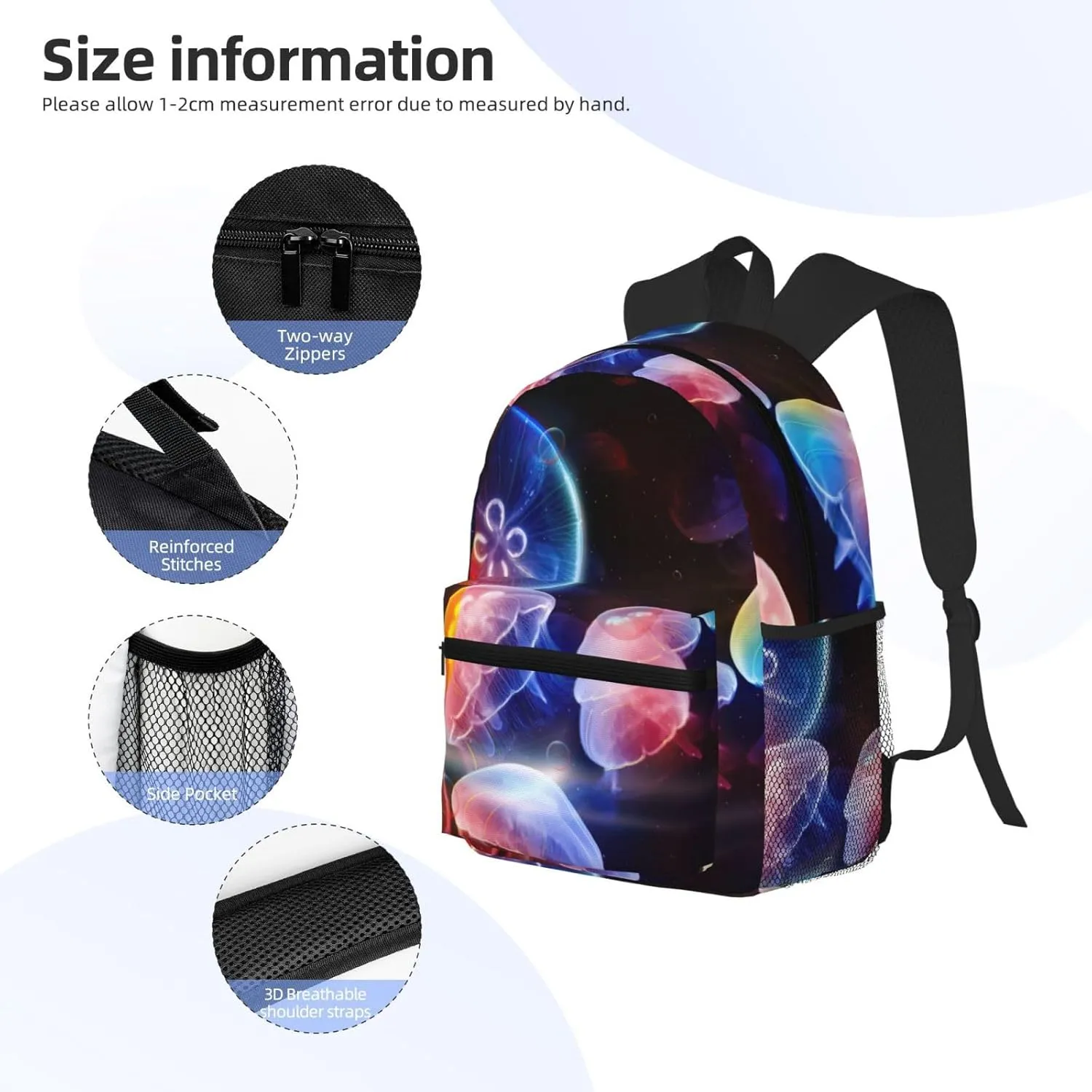 Colorful Jellyfish Print Comfortable Backpack,Your Essential Casual Travel Bag For Outdoor Adventures