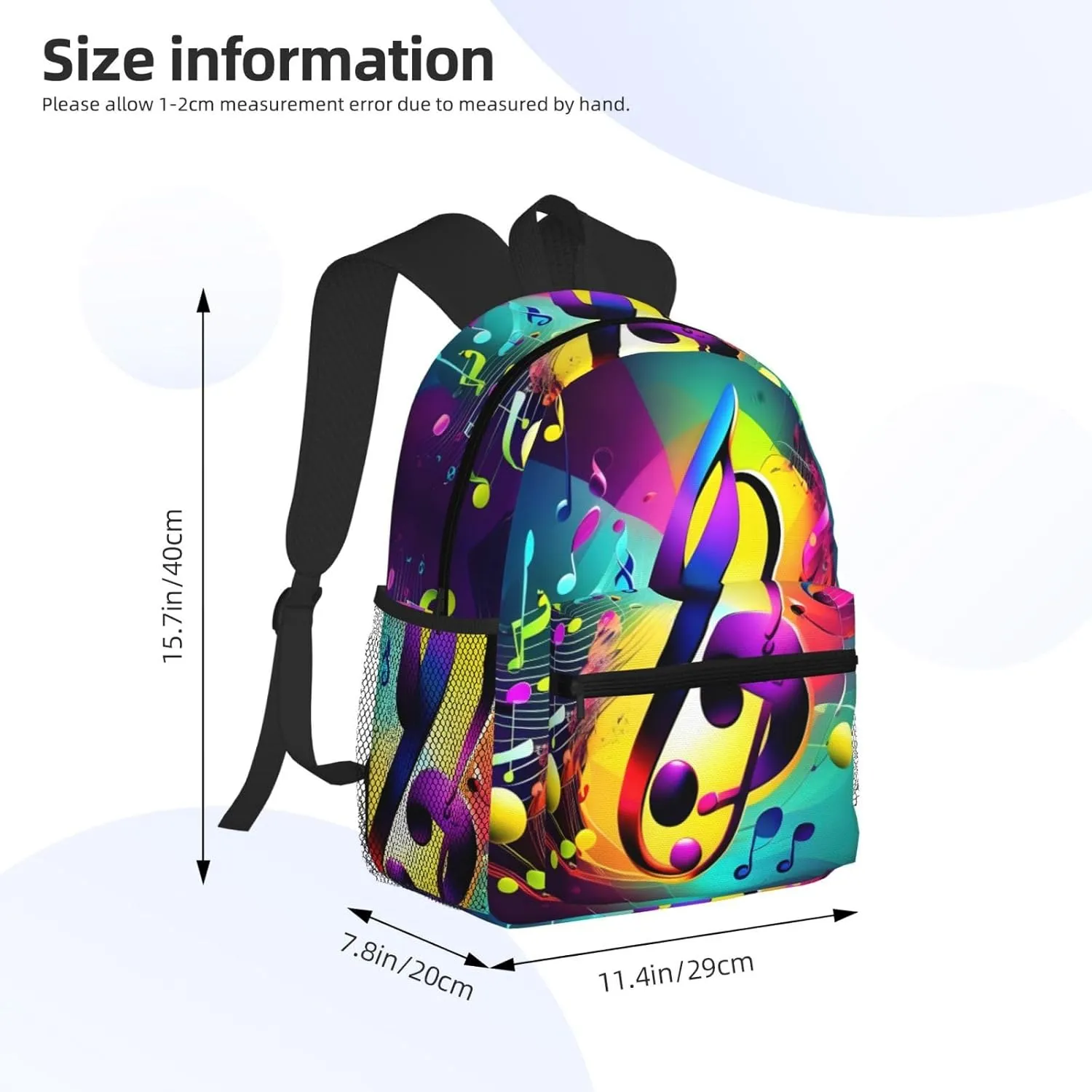 Colorful Musical Notes Print Comfortable Backpack,Your Essential Casual Travel Bag For Outdoor Adventures, SB-122