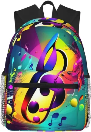 Colorful Musical Notes Print Comfortable Backpack,Your Essential Casual Travel Bag For Outdoor Adventures, SB-122