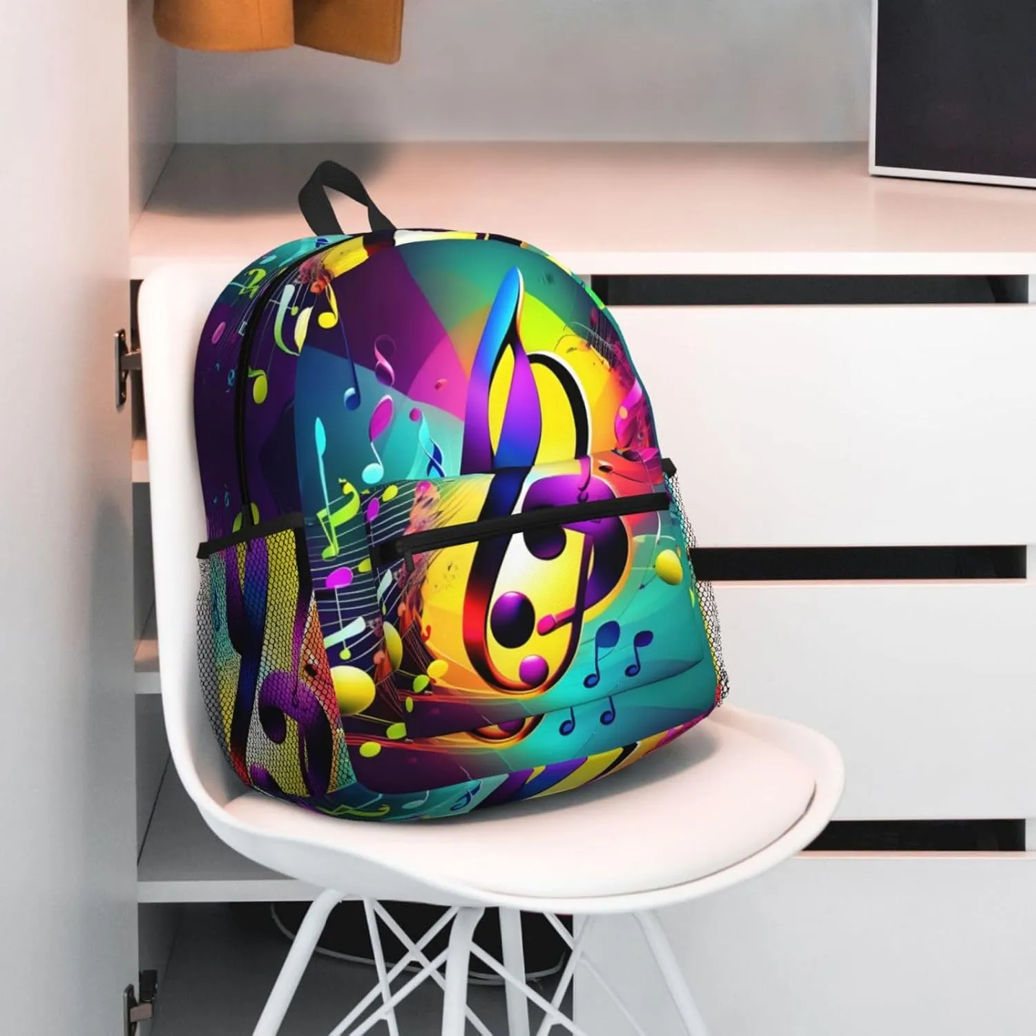 Colorful Musical Notes Print Comfortable Backpack,Your Essential Casual Travel Bag For Outdoor Adventures, SB-122