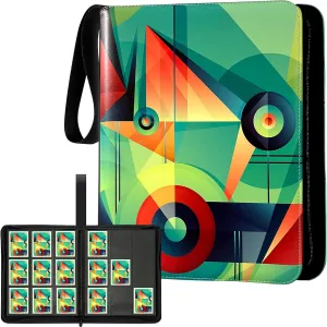 Colorful PU Leather Trading Card Binder - 9 Pocket Book Holder, Baseball & Football Card Organizer, With Strap for Collectible Card Storage