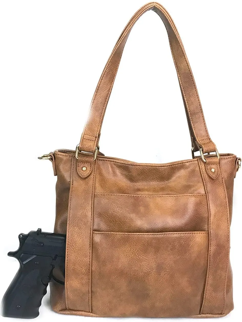 Concealed Carry Hobo Bag with Hidden Lock Multi Pockets CCW Tote Bag