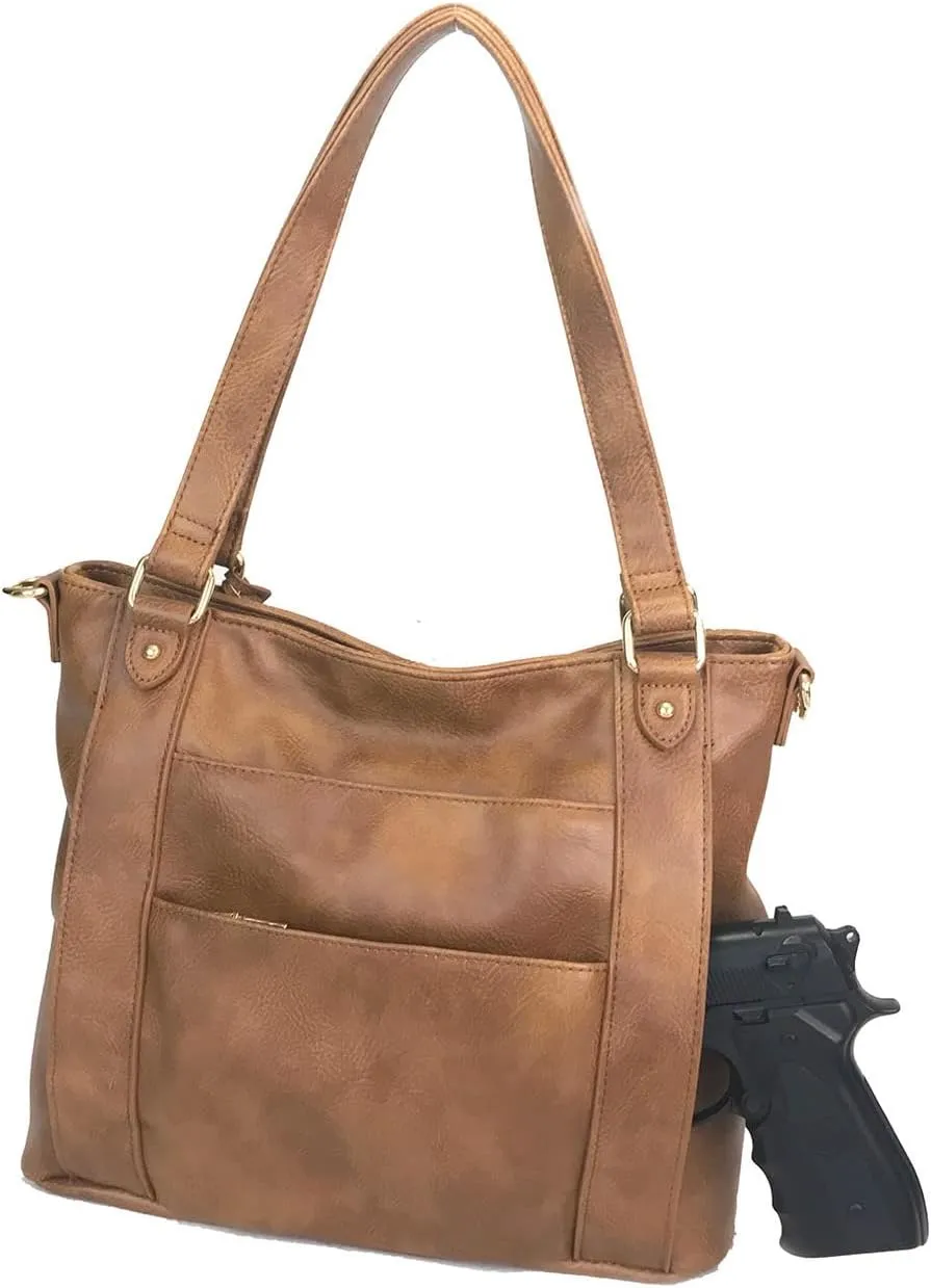 Concealed Carry Hobo Bag with Hidden Lock Multi Pockets CCW Tote Bag