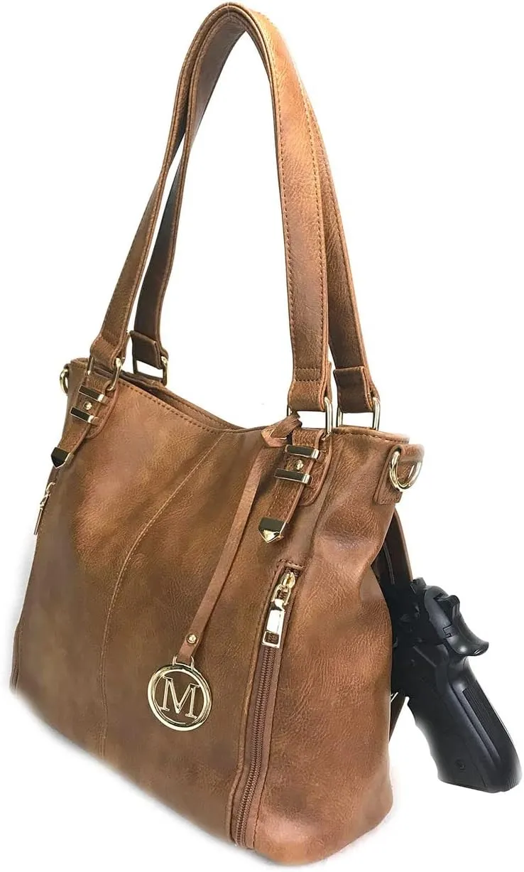 Concealed Carry Hobo Bag with Hidden Lock Multi Pockets CCW Tote Bag