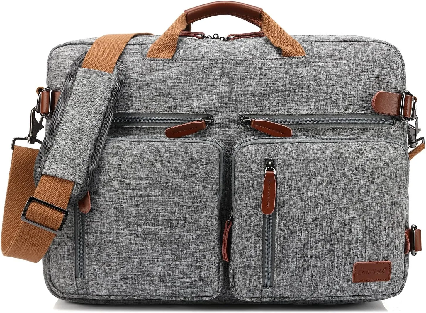 Convertible Backpack Messenger Shoulder bag Laptop Case Handbag Business Briefcase Multi-functional Travel Rucksack Fits 15.6 Inch Laptop For Men/Women (Grey)