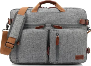 Convertible Backpack Messenger Shoulder bag Laptop Case Handbag Business Briefcase Multi-functional Travel Rucksack Fits 15.6 Inch Laptop For Men/Women (Grey)