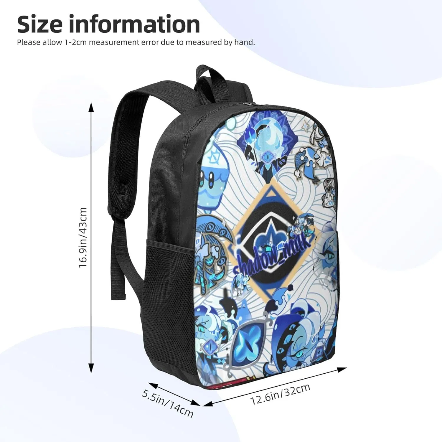 Cookie Run Kingdom Shadow Milk Cookie Fashion Backpack, School, Computer Bag.