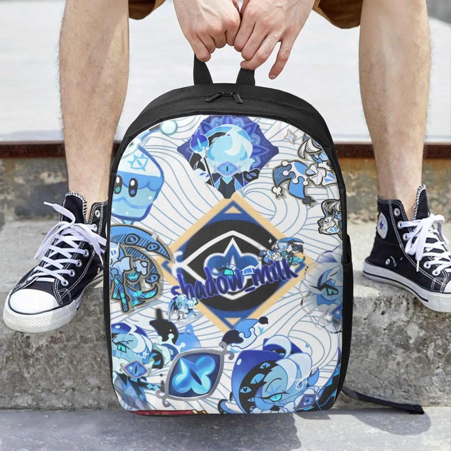 Cookie Run Kingdom Shadow Milk Cookie Fashion Backpack, School, Computer Bag.