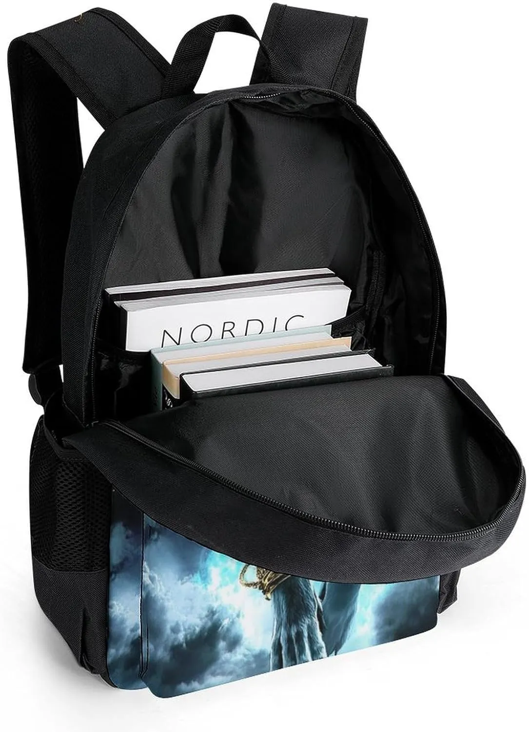 Cool Lightnings Cyan Wolf Backpack Polyester Anti-Theft Multipurpose Bookbag Large Capacity Laptop Book Bag Rucksack With Side Pockets