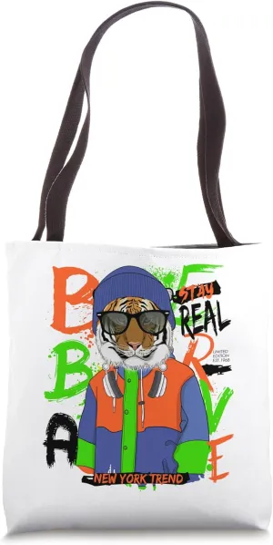 Cool Tiger Streetwear Urban Street Wear Colorful Aesthetic Tote Bag