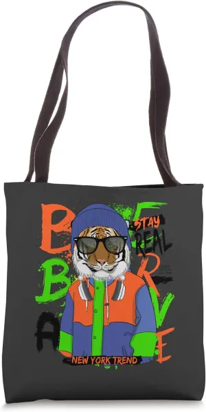Cool Tiger Streetwear Urban Street Wear Colorful Aesthetic Tote Bag