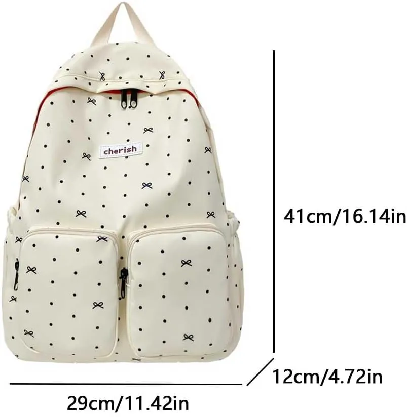 Coquette Bow Backpack Cute Aesthetic Laptop Backpack Kawaii Rucksack for Women Bow Tie Travel Daypack