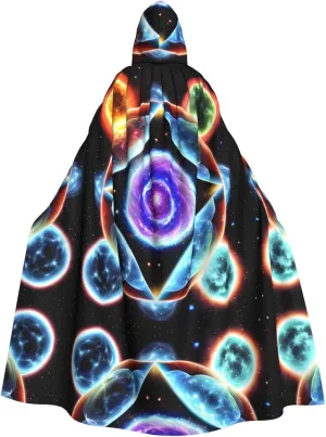 Cosmic Stars Prints Halloween Adult Hooded Cloak for Costume Parties and Theme Events