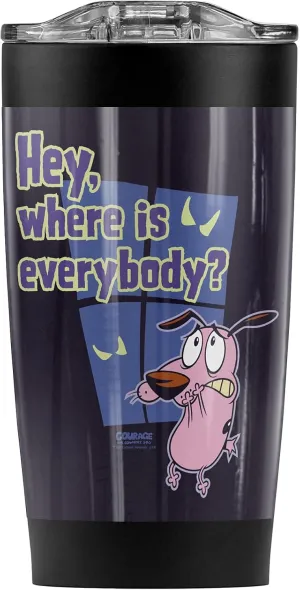 Courage the Cowardly Dog Where Is Everybody Stainless Steel Tumbler 20 oz Coffee Travel Mug/Cup, Vacuum Insulated & Double Wall with Leakproof Sliding Lid | Great for Hot Drinks and Cold Beverages