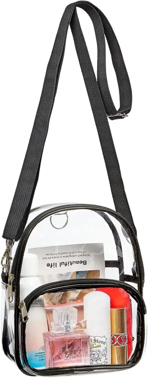 COVAX Clear Mini Backpack, Stadium Approved Clear Crossbody Shoulder Bag, Fashion Women Transparent Backpack for Work, Security Travel, Concert & Sport Event