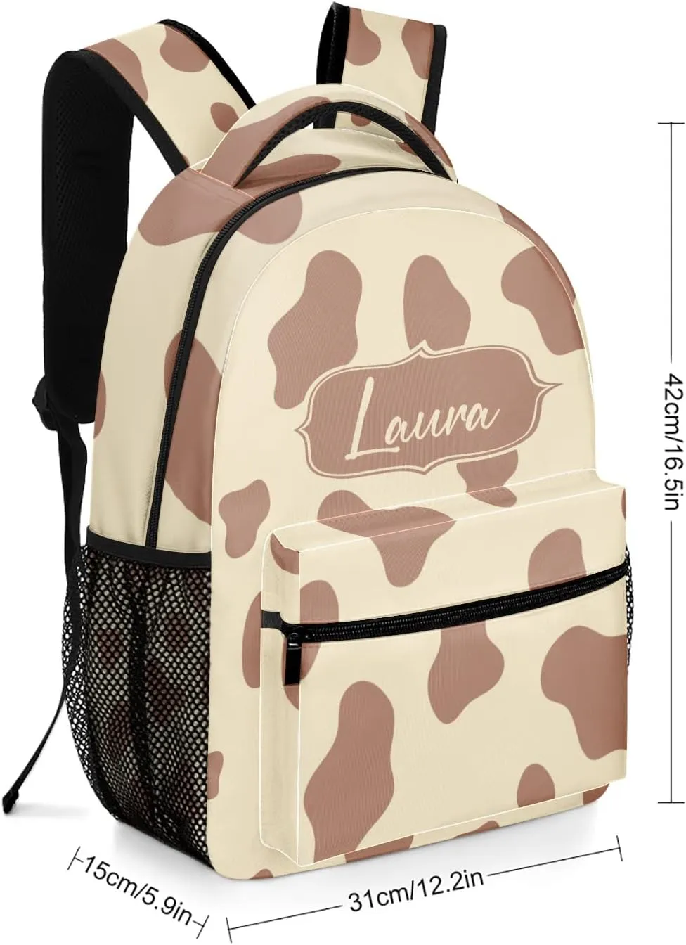 Cow Pattern Animal Skin Backpack Personalized Name Laptop Travel Hiking Camping Daypack