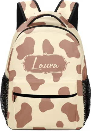 Cow Pattern Animal Skin Backpack Personalized Name Laptop Travel Hiking Camping Daypack