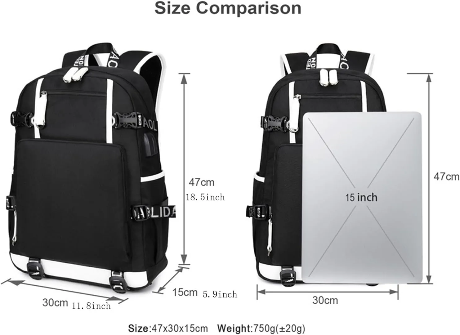 Cristiano Ronaldo Backpack with USB Charging Port Outdoor Travel Bookbag Classic Canvas Bagpack Lightweight Daypack